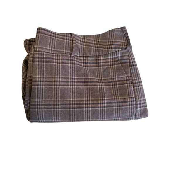 Lane Bryant Purple Tan Plaid Wide Leg Pants Preppy Career Fall size 26 - Picture 6 of 7